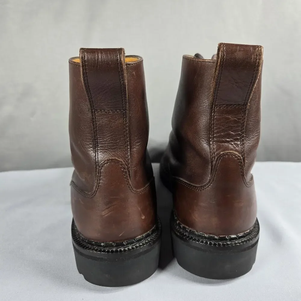 VTG Cole‎ Haan Country 07324 Combat Boots Mens 9.5 Brown Leather Moc Toe Lace Up